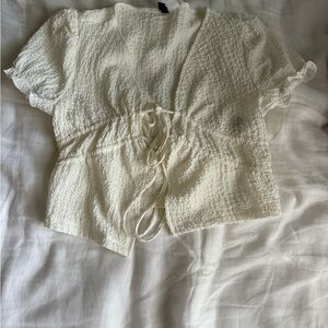 Zara Cream Textured Top
